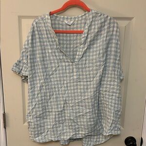 Crown & Ivy Blue Checkered Blouse